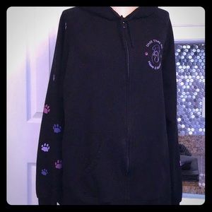 ANIMAL RESCUE BLACK ZIP UP HOODIE